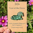 Lucky Crystal Horse — A Symbol of Wisdom & Success (2026), Clear Horse Crystal Figurine with Card, A Timeless Symbol For Fresh Starts And Bold Journeys Ahead, Welcome New YearDecorative Gift (Green)