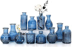 Mini Bud Vases Centerpieces for Tables,Clear Bud Vases for Flowers,Small Flower Vases Suitable for Birthday Party,Anniversary,Wedding Reception,Baby Shower (Blue, 12PCS)