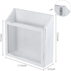 MyGift Rustic Magazine Holder Vintage White Wood and Chicken Wire Design Wall Mounted/Tabletop Mail Sorter, Farmhouse Home, Bathroom, Office Magazine Rack