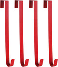Sattiyrch 15" Wreath Hanger for Front Door,Sturdy Steel Wreath Door Hanger,Over The Door Hanger Hook (Red,4)