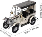 Vintage Design Car Model Home Decor Photo Prop Desktop Ornament Iron Decoration Automobile Figurine Collectible for Farmhouse, White