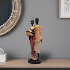 African Statue for Home Decor - 10" Tribal Lovers Couple Sculpture,Vintage Figure Figurines，Living Room/Study/Office/Bookshelf/Desktop for Housewarming/Anniversary