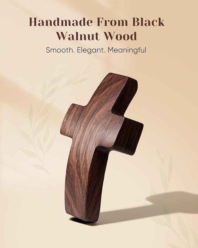 100-Pack Wooden Cross Fidget, Handmade Pocket Wood Crosses, Cross My Heart | Encouragement Gift, Relieve Anxiety for Yourself, Inspirational Easter Gift for Christian Faith, Prayer, Father Day Gifts
