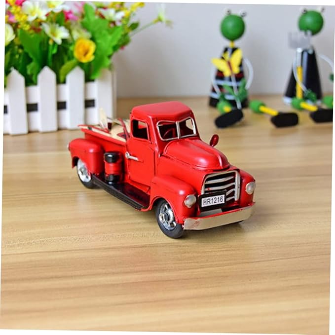 DECHOUS Vintage Handmade Iron Car Model Retro Desk Ornament Metal Toy Decor for Home and Office Unique for Car Enthusiasts and Collectors