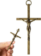 KUXBET Crucifix Cross, Metal Vintage Crucifix with Jesus Crucifix, My Heart/Encouragement Gift Pocket Stress Cross Fidget for Christian Faith, Prayer, Christmas Gifts (4.1inch, Antique)