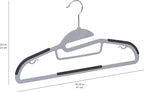 Amazon Basics Space Saving Non-Slip Rubber Coated Plastic Hangers with 360° Swivel Hook, Thin, Gray, Pack of 50