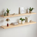 Homeforia 60 inch Natural Floating Shelf, High End Solid Real Wood 60inch Small Floating Shelves for Wall Mounted, Natural Wooden Floating Shelves, Heavy Duty Bracket, 60 X 6.5 X 1.75 in, Set of 2