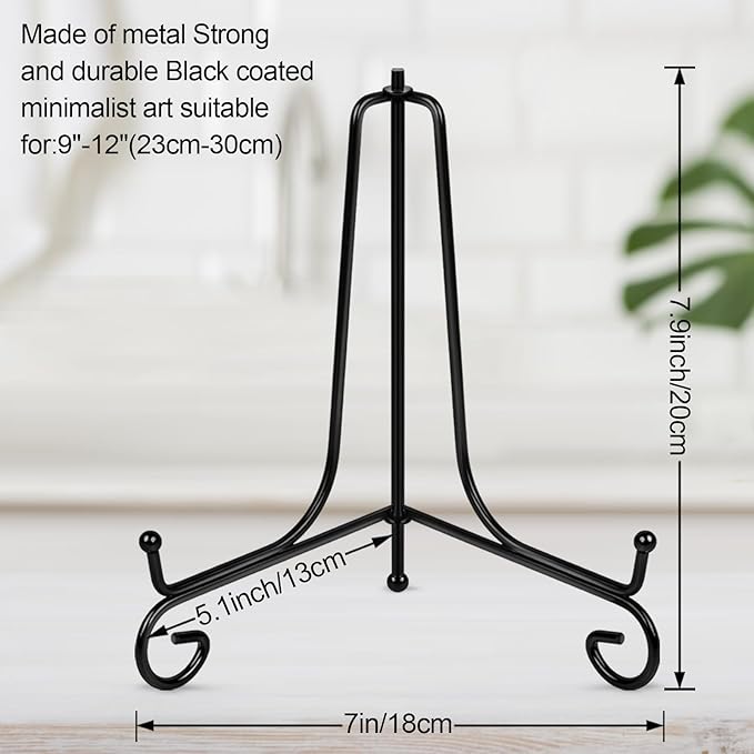 Vivinin 2 Pack Plate Stands - Metal Frame Holder & Artwork Display, 8 Inch Picture Frame Stand for Tabletop Art, Photo & Platter