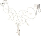 [Front Door WREATH HANGER] - Ivy Design | ADJUSTABLE Hook Length for Tall and Small Doors | PADDING to Prevent Damage like Scratch and Dents | Heavy Duty Cast Iron Metal Hangar - (White)