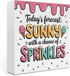 Ice Cream Decor Summer Decor Ice Cream Accessories Summer Decorations Wooden Box Sign for Home Office Farmhouse Table Shelf