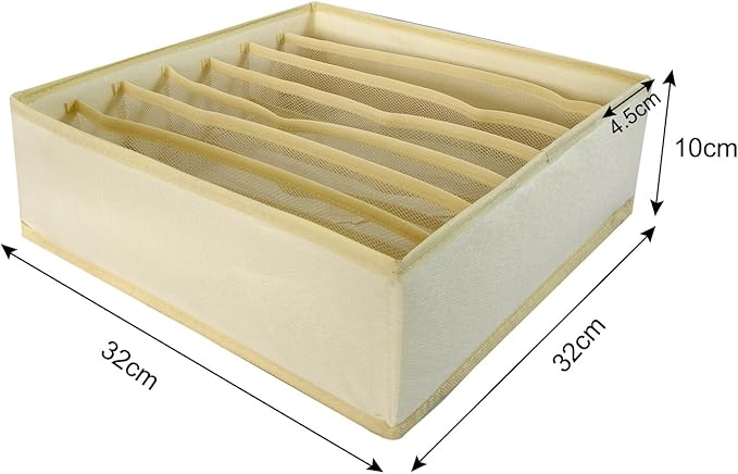 3 Pack Bra Underwear Drawer Organizer Dividers Foldable Dresser Closet Organizers and Storage Boxes for Bra, Socks, Underwear, Ties(Beige)
