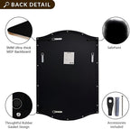 ANDY STAR 24"x36" Black Bathroom Mirror, Rectangle Scalloped Wall Mirror in Stainless Steel Metal Frame, Modern Matte Black Finish with Curved Edge Design, Wall-Mount Vertically or Horizontally