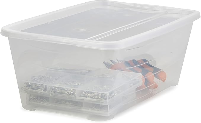 Life Story 6 Liter Shoe, Accessory, and Closet Plastic Storage Box Multi-Purpose Lidded Stacking Tote Containers, Clear (30 Pack)
