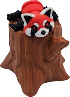 Articulating Animals Raccoon, Fox, Panda, Skunk, Possum with Containers - 3D Printed Articulated Joints ADHD, Autism, Relief Anxiety, Collectible Figurines (Red Panda Tree Stump)
