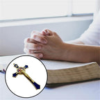Bovemee Saint Benedict Benedictine Red Enamel 4.7X2.7 Inch Protection Wall Crucifix Cross Catholic San Benito Medalla Prayer Decoration (Blue)