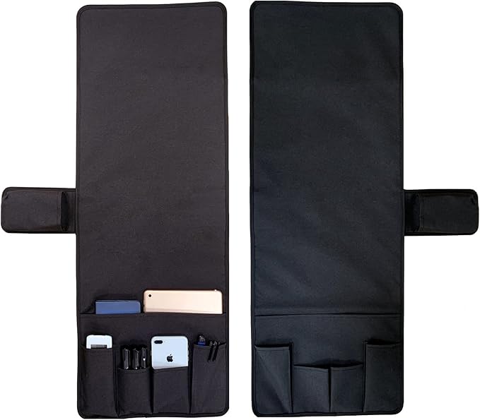 Wanty Sofa Armrest Organizer Couch Arm Chair Caddy Sofa Cover Storage Holder for Remote Control Magazine Book Smart Phone Tablet Drinks and Water Bottle (Black)