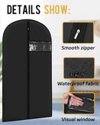 Garment Bags for Hanging Clothes (43'' x 24'' set of 10) Zipper Suit Bags for Travel with Clear Window Durable PEVA Dress Bags