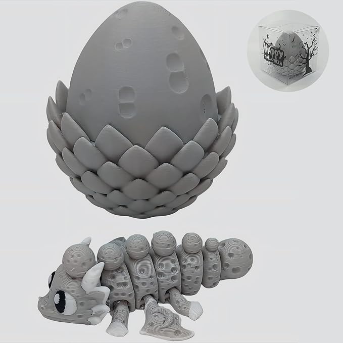 Enchanted 3D Egg with Miniature Inside - Handcrafted Printed Collectible | Fantasy Decor & Gift (Moon Dragon & Egg (Box))
