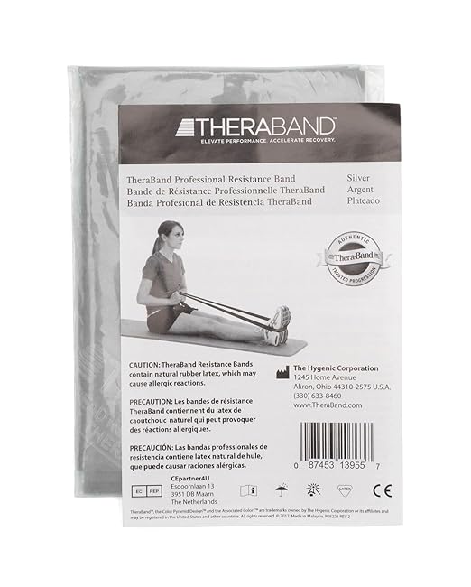 THERABAND Professional Latex Resistance Bands, Individual 6 Ft Elastic Band for Upper & Lower Body Exercise, Physical Therapy, Pilates, At-Home Workouts, 6 Foot, Silver, Super Heavy, Level 7