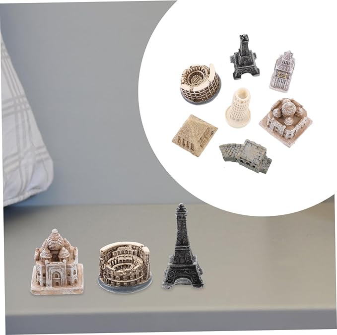 7pcs Resin Architecture Model Miniature Tower London Building Blocks for Home Decor