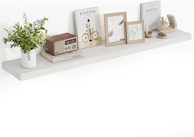 Acovy 55 Inch Floating Shelves, 55"x9.25"x1.5" Inch Deep Floating Shelves for Wall, Wooden Shelves for Bathroom, Bedroom, Living Room, Cream White Oak,1 Piece