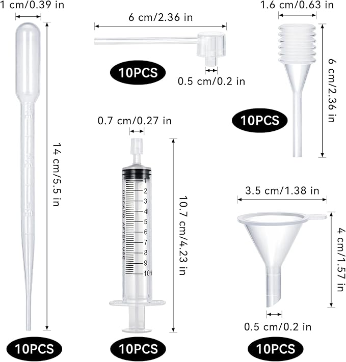 50pcs Perfume Refill Tool Kit,Plastic Perfume Dispenser Transfer Tools,Travel Refill Tool Set for Liquid Cologne Fragrance Sample Essential Oils (Clear, 10ml/50pcs)