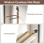 Cowboy Hat Rack for Wall – 3-Piece Wooden & Metal Western Hat Holder, Rustic Rider Sign Decor, Holds up to 6 Hats, Wall Mounted Cowboy Hat Organizer & Storage Display Rack for Cowboy Room Decor