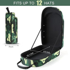 Hard baseball hat case, Hat Carrier Travel Case with Adjustable Shoulder Strap, Hat cap case for 12 Baseball Caps - Perfect for Traveling & At-Home Storage (Camo Green)