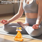 Orange Resin Meditating Fox Statue, Zen Yoga Figurine, Feng Shui Decor for Desktop Bookshelf Indoor Outdoor Plants Home Garden, Spiritual Gifts for Yoga & Meditation Lovers