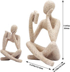 Gold Reading Women Statue, Thinker Sculptures, Abstract Art Ornament, Modern Aesthetic Figurine Decoration, Suitable for Home Living Room Bedroom Office Shelf Table Desk Bookshelf Decor (Right)