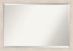 Amanti Art White Wall Mirror 27x39 Hardwood White Wash Narrow Rectangle Bathroom Mirror for Wall Decor Living Room, Large Country Rustic Wood Frame, Hangs Horizonally and Vertically, Bathroom Decor,
