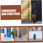Wooden Umbrella Stand with Cane and Fan Storage Natural Wood Entryway Organizer Space-saving Design Capacity for Home Decor and Use and Versatile Umbrella Rack