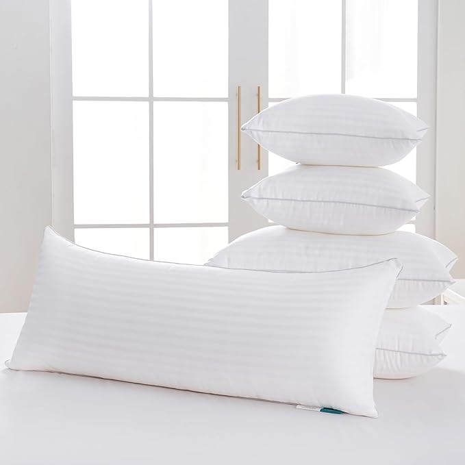 Oubonun 12 x 16 Throw Pillow Inserts, Firm and Fluffy Decorative Pillows for Couch Bed Sofa with Soft Cotton Cover White Cushion with Down Alternative Pack of 2