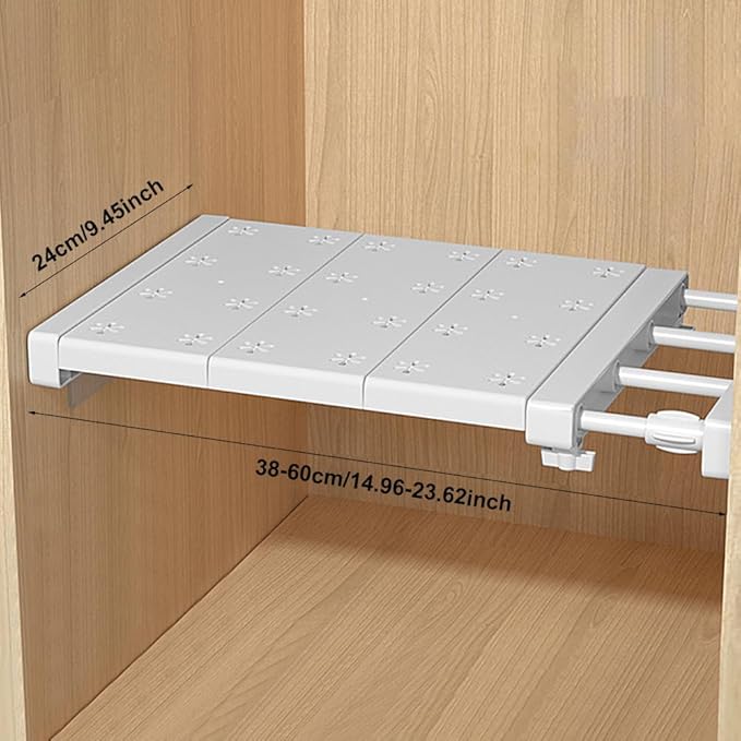 iayokocc Expandable Closet Tension Shelf Rod, Adjustable Metal Storage Rack,DIY Organizer Divider Separator for Cabinet Wardrobe Cupboard Kitchen Bathroom(Size:38-60cm)