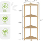 Wisuce Corner Shelf, 100% Real Bamboo Shower Corner Shelves Free Standing Shelf Storage Organizer for Bathroom Living Room Kitchen (Natural, 4 Tier)