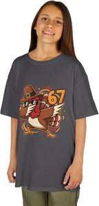 Dabbing Turkey 67 Funny Thanksgiving Pilgrim Kids Boys Girls Cool Swag Retro Fall Football Feast