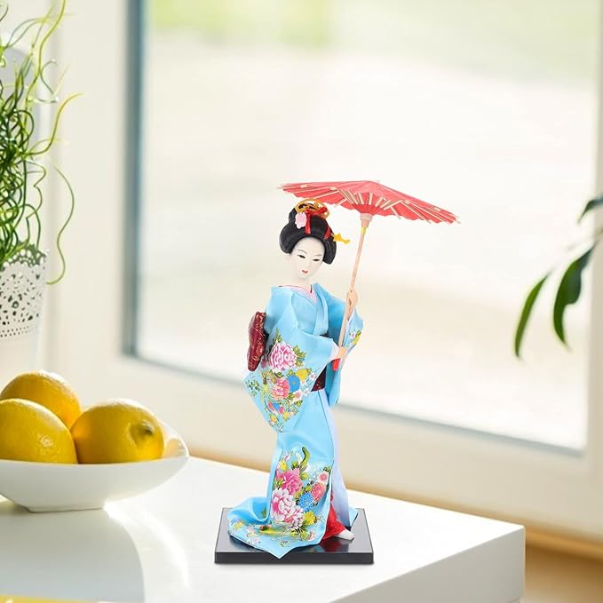 IMIKEYA Japanese Geisha Kimono Doll Collectible Figurines Traditional Craft Desktop Ornaments for Home Restaurant Table Decors
