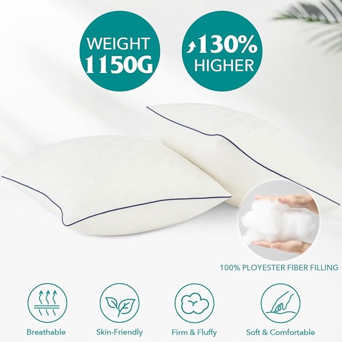 Oubonun 24x24 Pillow Inserts Set of 2 - Square Decorative Throw Pillows for Couch Bed Sofa Living Room Down Alternative Polyester Filling 24 Inch Insert(Beige)