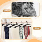 AHANDMAKER 10Pcs Plastic Hanger, Scarf Hanger Black Rectangular Towel Holders Space Saving Scarf Organizer Hooks Closet Organizers and Storage for Ties Scarves Belts, 8.4x3Inch