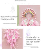 Dream Catcher Wall Hanging for Girls Bedroom Decoration,Pink Dream Catchers for Kids Room Decor Art Craft Gift, Handmade Feather Wall Decor Hanging Ornament(Pink)