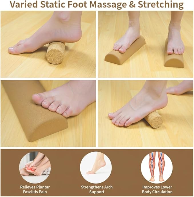 Upgraded Balance Trainer, Cork Balancing Board with User Guide-12In, Foot Ankle Strengthener Calf Stretcher, Plantar Fasciitis Bunion Arch Relief, Stability Trainer Double Leg Foot Strength Equipment