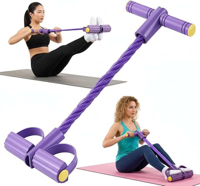 Pedal Resistance Bands with Handles for Women, 6-Tube Durable Pedal Exerciser for Home & Office Workout, Natural Rubber Resistance Band for Full Body Toning, Training Abdomen, Waist, Arms & Legs