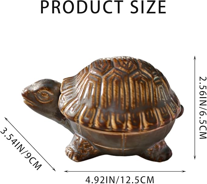 Turtle-Shaped Ceramic Ashtray with Lid, Windproof Design for Indoor/Outdoor Use – Desktop Organizer for Cigarettes, Coins & Keys – Home & Office Decor, Unique Creative Gift