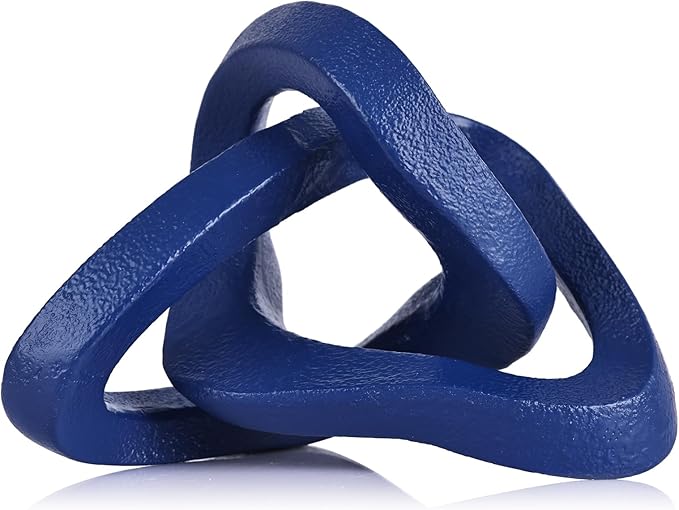 LCCCK Infinity Knot Sculpture Blue Knot Decor Object, Abstract Knick Knacks Coffee Table Modern Statue, Navy Blue Sculpture for Home Living Room Table Ornaments and TV Stand Bookshelf Decorative