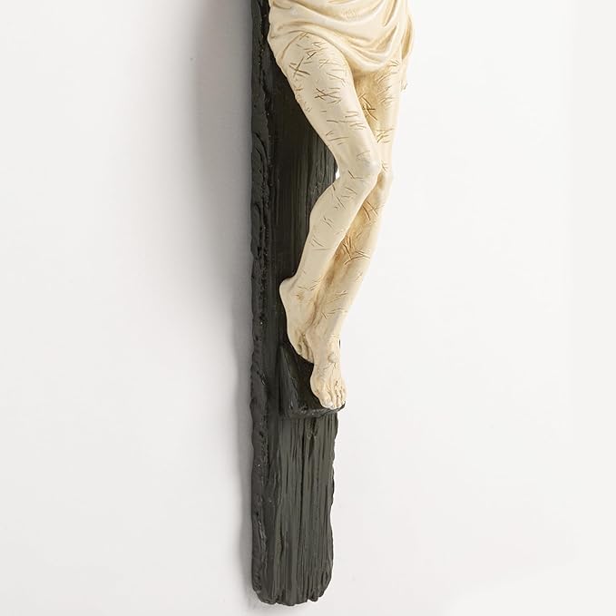 DevotedWalls 14" H Catholic Realistic Crucifix for Wall,Realistic Jesus Chirst Cross for Church, Chapels and Home,Catholic Wound Crucifix for Wall Hanging,Realistic Cross for Home(Black and White Color)