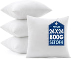 MIULEE Euro Pillows Inserts, Pack of 4 24x24 Inch 100% Virgin Microfiber Filling Throw Pillows for Bed Couch Sofa