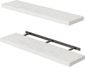 Fixwal Floating Shelves for Wall, 35.4" Long Heavy Duty Wall Mounted Rustic Wood Shelves for Living Room, Bedroom, Bathroom and Kitchen, for Storage, Books, Room Decor (White, Set of 2)