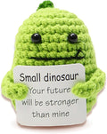 Positive Crochet Dinosaur for Him, Valentines Day Gift for Him Her, Emotional Gifts for Girl, Handmade Knitting Dinosaur Doll