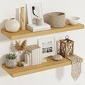 Vivelove 12 Inch Deep Floating Shelves 35.4 inch Long, Thick Wall Shelves with Invisible Brackets, for Bedroom Bathroom Living Room Kitchen Office, Rustic Farmhouse Decor, 36x12x1.5 Set of 2, Oak
