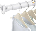2 Pack Closet Rods for Hanging Clothes, 17 to 54 Inch Heavy Duty Stepless Adjustable Closet Hanging Rod, 1.3 Inch Diameter Metal Closet Rod for Wardrobes Laundry Bedroom RV, White